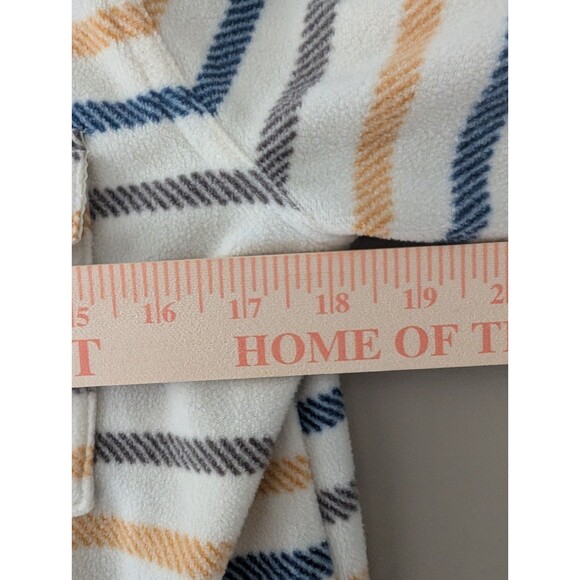 O'neill Fleece Jacket Mens Small White Striped Snap Button Up Soft Outdoors - Picture 10 of 11